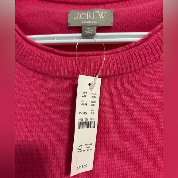 NEW with tags J. Crew Cashmere Fuchsia Pink Fitted Short Sleeve T-Shirt - Picture 5 of 6